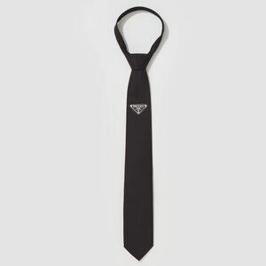 Prada Re-Nylon Logo Tie Black Luxury Designer Tie Worn Once Made in Italy